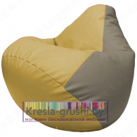 Бескаркасное кресло мешок Груша Г2.3-0802 (охра, светло-серый)